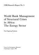 Tapa de World bank management of structural crises in Africa