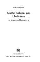 Tapa de Goethes Verhältnis zum Überlieferten in seinem Alterswerk