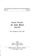 Tapa de Recueil d'articles de Jules Bloch, 1906-1955