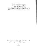 Tapa de Lion Feuchtwanger, "--für die Vernunft, gegen Dummheit und Gewalt"