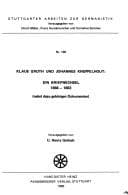Tapa de Klaus Groth und Johannes Kneppelhout, ein Briefwechsel 1868-1883