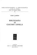 Tapa de Bibliografia di Giacomo Zanella