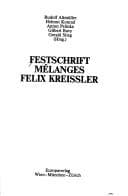 Tapa de Festschrift mélanges Felix Kreissler
