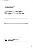 Tapa de International perspectives of regional decentralisation