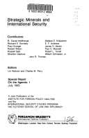 Tapa de Strategic minerals and international security. by Uri Raanan and Charles M. Perry