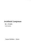 Tapa de Archibald Lampman