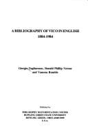 Tapa de A bibliography of Vico in English, 1884-1984