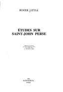 Tapa de Etudes sur Saint-John Perse