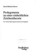 Tapa de Prolegomena zu einer einheitlichen Zeichentheorie