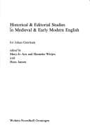 Tapa de Historical & editorial studies in medieval & early modern English