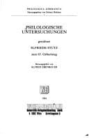 Tapa de Philologische Untersuchungen, gewidmet Elfriede Stutz zum 65. Geburtstag