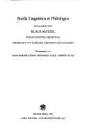 Tapa de Studia linguistica et philologica