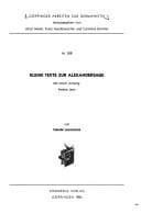 Tapa de Kleine Texte zur Alexandersage mit einem Anhang, Prestre Jean