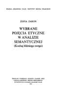 Tapa de Wybrane pojęcia etyczne w analizie semantycznej (kochaj bliźniego swego)