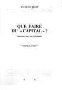 Tapa de Que faire du Capital?