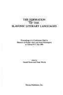 Tapa de The Formation of the Slavonic literary languages