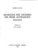Tapa de Mussolini nel giudizio dei primi antifascisti (1921-1925)