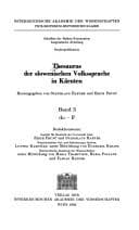 Tapa de Thesaurus der slowenischen Volkssprache in Kärnten