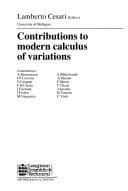 Tapa de Contributions to modern calculus of variations
