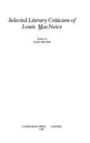 Tapa de Selected literary criticism of Louis MacNeice