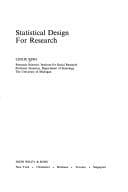 Tapa de Statistical design for research
