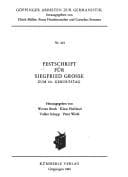 Tapa de Festschrift für Siegfried Grosse zum 60. Geburtstag