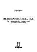 Tapa de Beyond Hermeneutics