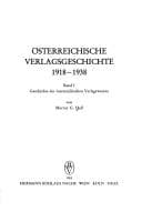 Tapa de Österreichische Verlagsgeschichte, 1918-1938