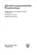 Tapa de Überlieferungsgeschichtliche Prosaforschung