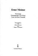 Tapa de Ernst Meister