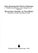 Tapa de Das Slowenische Wort in Kärnten: Schrifttum und Dichtung von den Anfängen bis zur Gegenwart (German Edition)