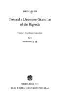 Tapa de Toward a discourse grammar of the Rigveda