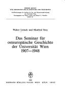 Tapa de Das Seminar für Osteuropäische Geschichte der Universität Wien 1907-1948