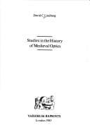 Tapa de Studies in the history of medieval optics