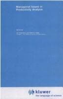 Tapa de Managerial issues in productivity analysis