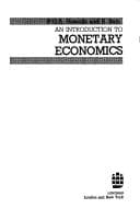 Tapa de An introduction to monetary economics