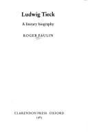 Tapa de Ludwig Tieck, a literary biography