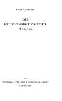 Tapa de Die Religionsphilosophie Hegels