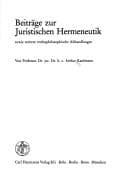 Tapa de Beiträge zur juristischen Hermeneutik