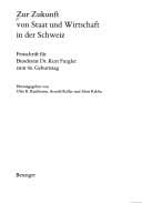 Tapa de Zur Zukunft von Staat und Wirtschaft in der Schweiz