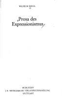 Tapa de Prosa des Expressionismus