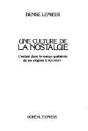 Tapa de Une culture de la nostalgie