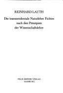 Tapa de Die transzendentale Naturlehre Fichtes nach den Prinzipien der Wissenschaftslehre