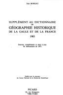 Tapa de Supplément au Dictionnaire de géographie historique de la Gaule et de la France 1983