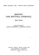 Tapa de Badania nad krytyką literacką
