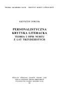 Tapa de Personalistyczna krytyka literacka