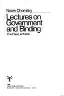 Tapa de Lectures on government and binding