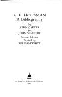 Tapa de A.E. Housman, a bibliography