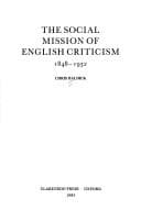 Tapa de The social mission of English criticism, 1848-1932