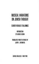 Tapa de Musical variations on Jewish thought